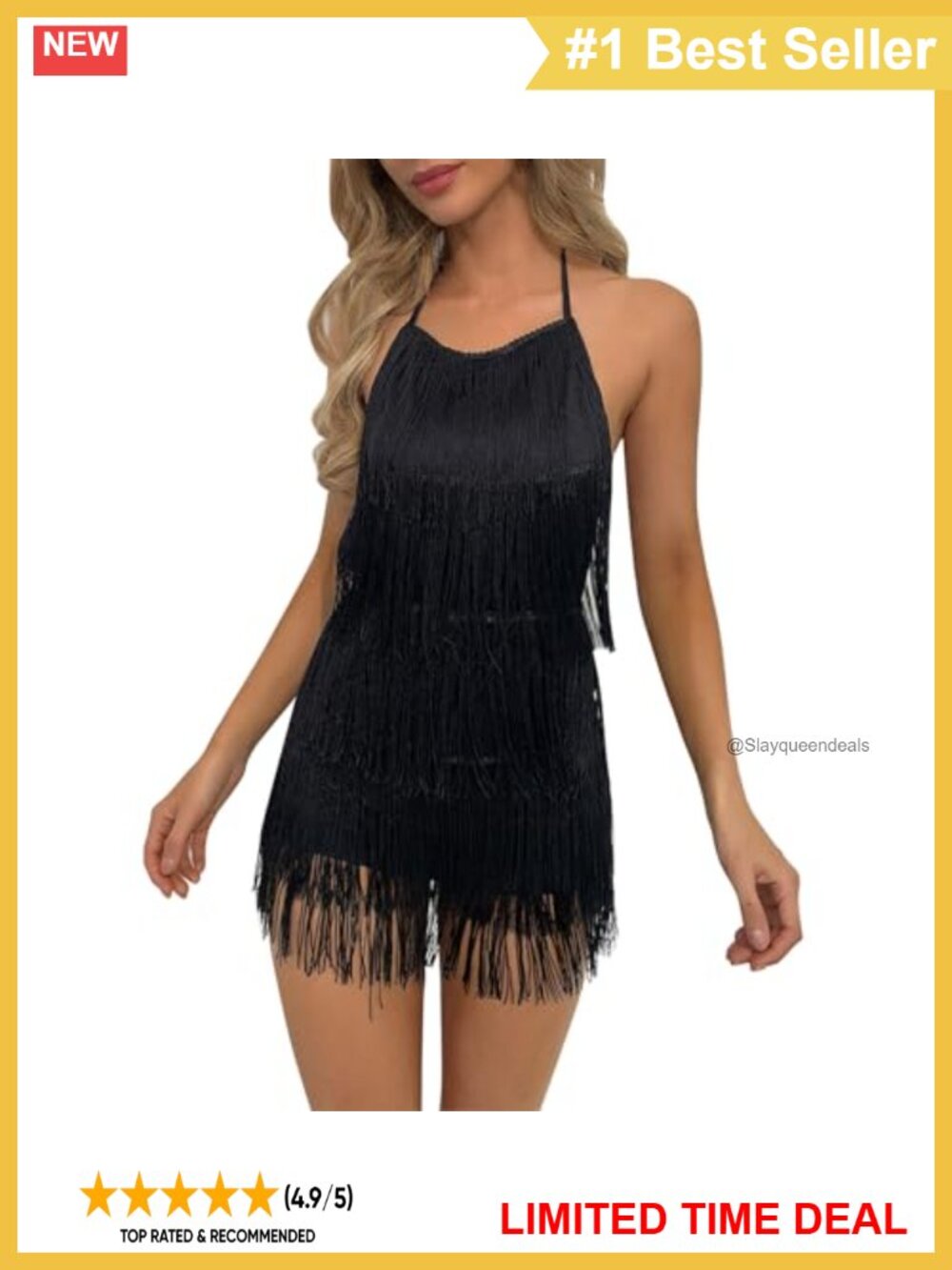 Sexy Halter Tassel Fringe Backless Romper Club Party Jumpsuit